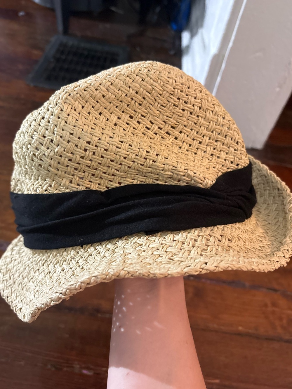 NWT Michael Stars straw black ribbon hat